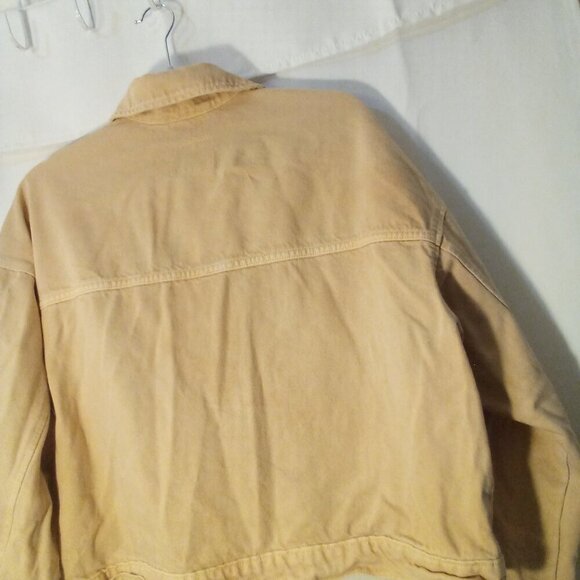 Old Navy Denim Jacket Women XL Button Up Long Sleeve Pockets Peach Orange - Picture 16 of 16